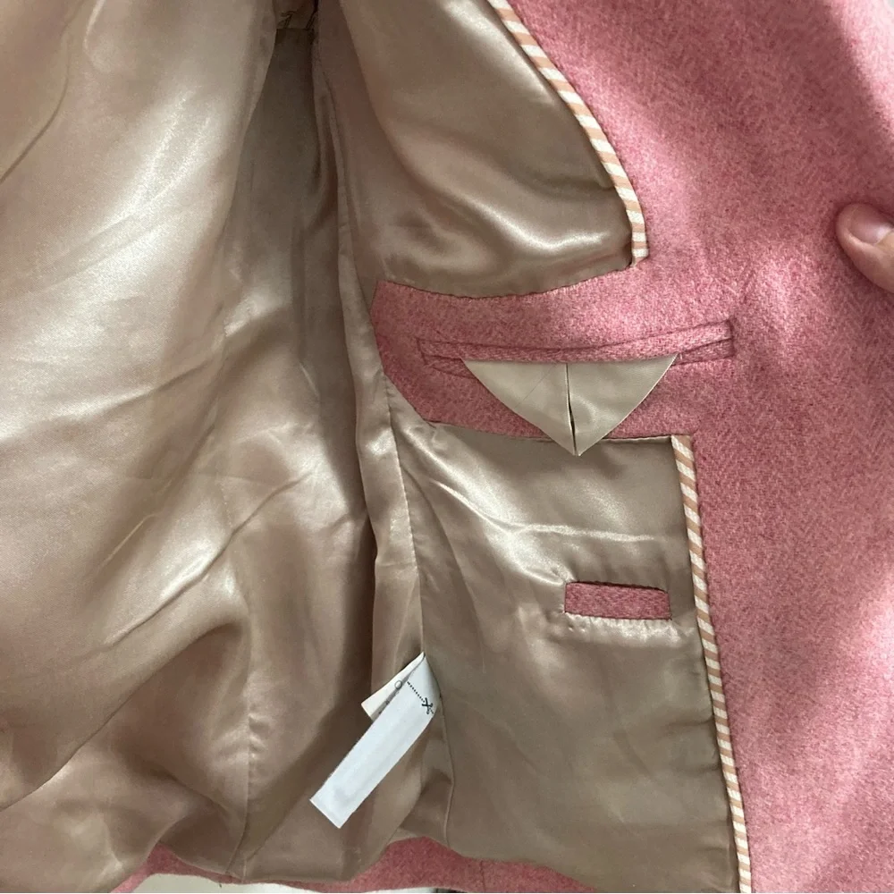 J. Crew Women’s Schoolboy Wool Pink Herringbone Blazer Size 2 With Gold Buttons - Picture 9 of 15